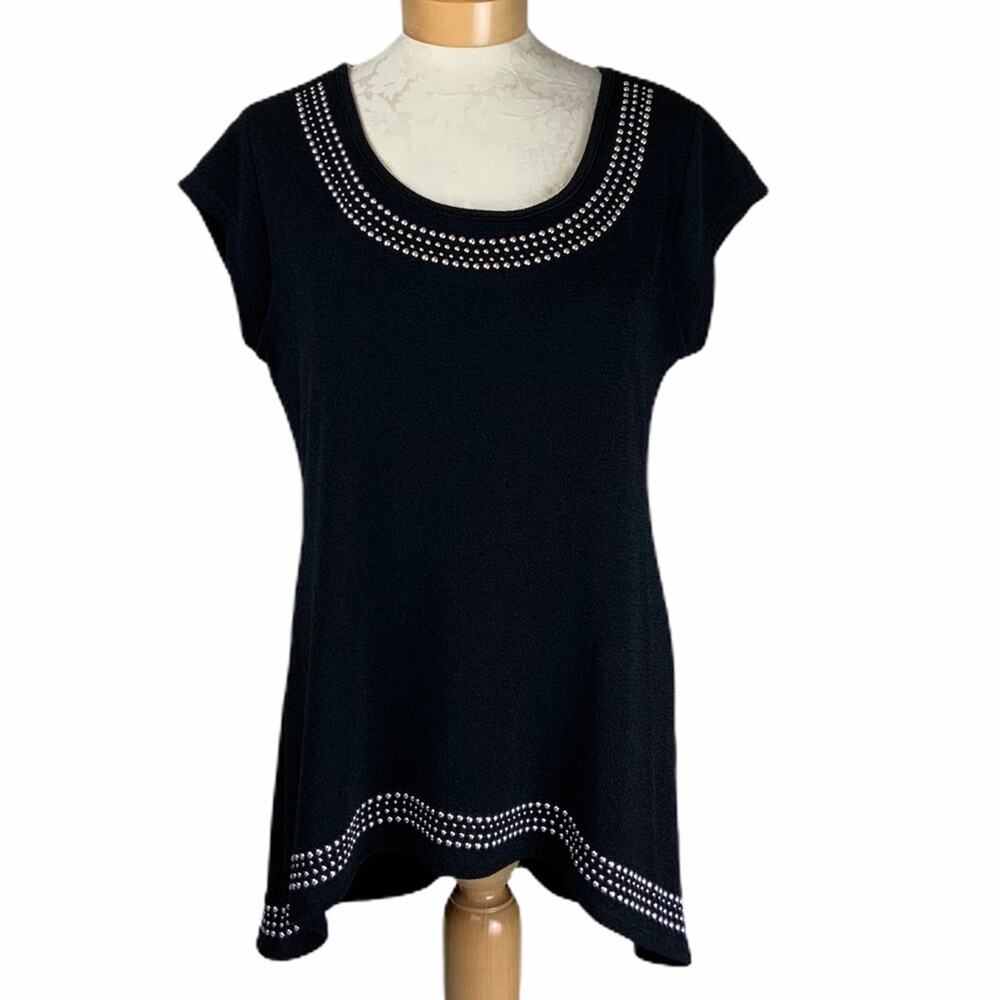 Premise Hi Lo Tunic with Stud Detail Black Size LP